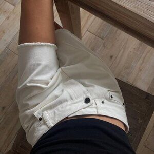 NWT Significant Other Baggy White Denim Shorts US 10 Angled Button Fly Raw Hem